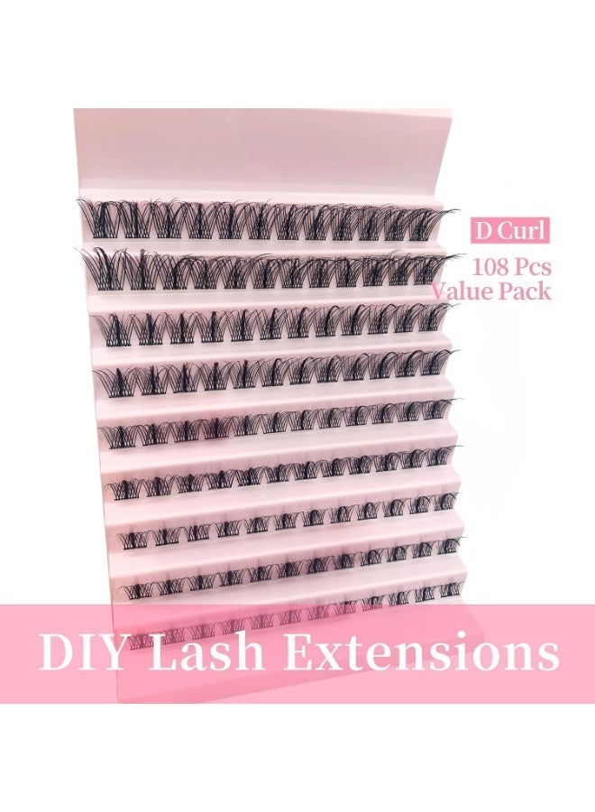 ChicAbode Lash Clusters 108 Pcs Eyelash Extension D Curl Individual Lashes Wispy Cluster Lashes Natural Look 8-16MM Manga Eyelash Cluster DIY Lash Extension at Home - Image 4